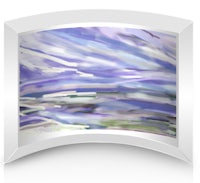 a white frame with a blue and purple painting on it